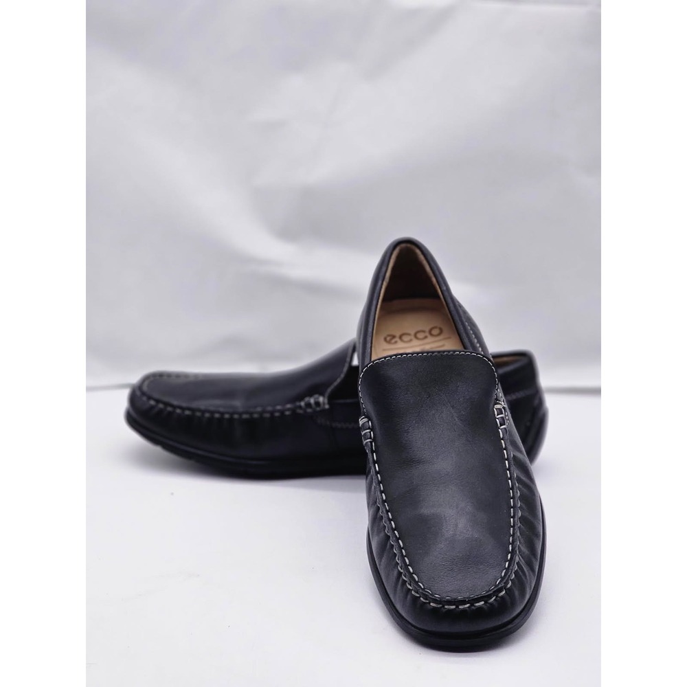 ECCO Loafers Men Size 41 Black  Leather Slip On Moc Toe 571004